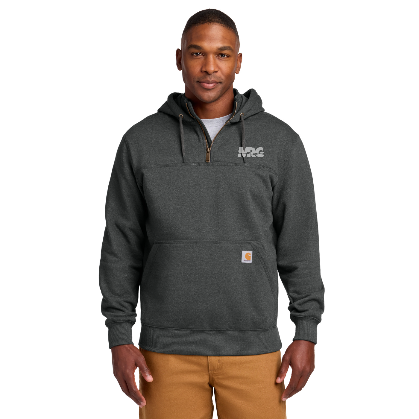 Carhartt  Rain Defender  Paxton Heavyweight Hooded Zip Mock Sweatshirt — model