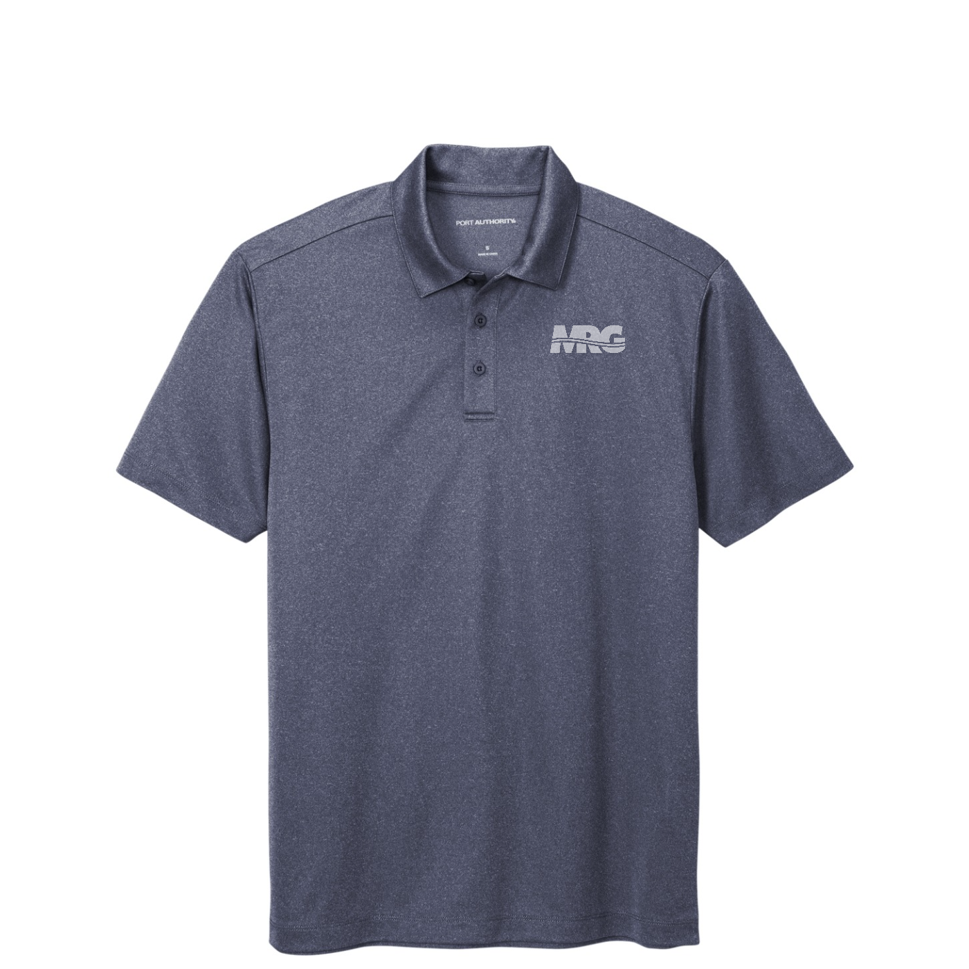 Port Authority  Heathered Silk Touch  Performance Polo — Navy Heather